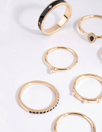 Gold Mixed Enamel Stone Ring Pack - link has visual effect only