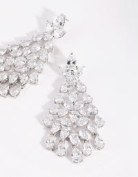 Silver Cubic Zirconia Statement Chandelier Drop Earrings - link has visual effect only