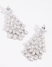 Silver Cubic Zirconia Statement Chandelier Drop Earrings - link has visual effect only