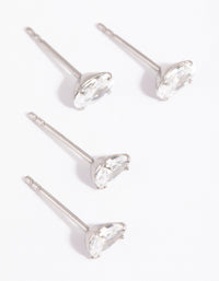 Surgical Steel Cubic Zirconia Pear & Oval Stud Earring Set - link has visual effect only