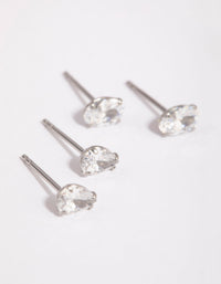 Surgical Steel Cubic Zirconia Pear & Oval Stud Earring Set - link has visual effect only