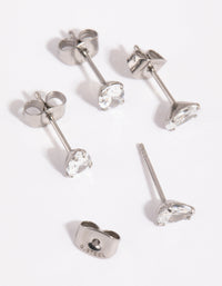 Surgical Steel Cubic Zirconia Pear & Oval Stud Earring Set - link has visual effect only