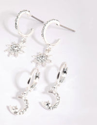 Silver Celestial Huggie Earring Pack - link has visual effect only