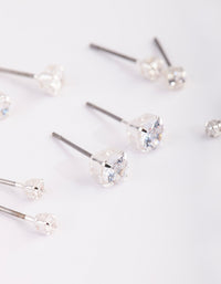 Silver Graduated Diamante Stud Earring 5-Pack - link has visual effect only
