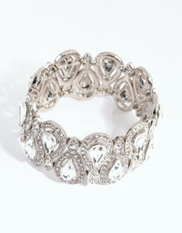 Silver Diamante Teardrop Stretch Bracelet - link has visual effect only