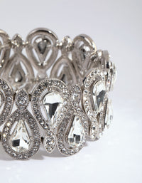 Silver Diamante Teardrop Stretch Bracelet - link has visual effect only