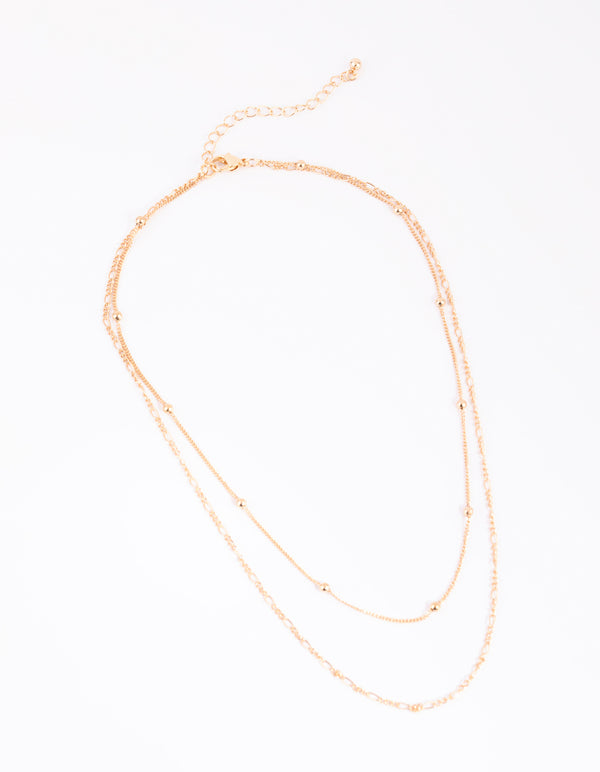 Gold Fine & Figaro Layered Necklace