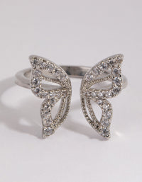 Silver Cubic Zirconia Butterfly Ring - link has visual effect only