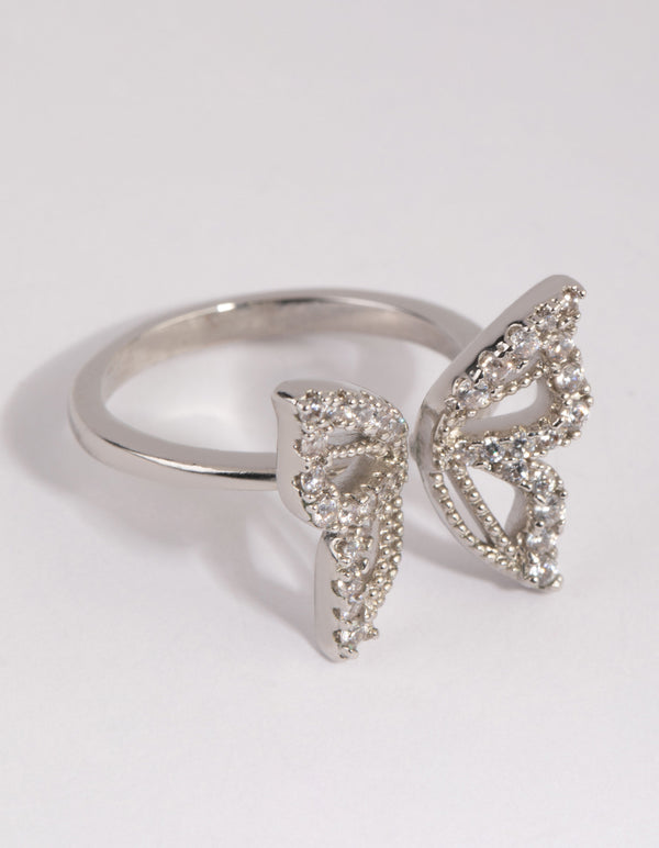 Silver Cubic Zirconia Butterfly Ring