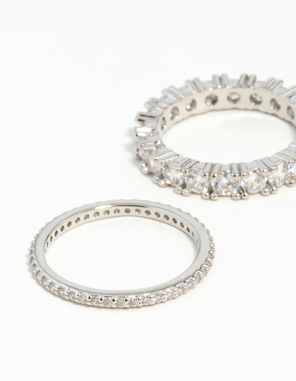 Silver Cubic Zirconia Triple Band Ring