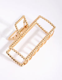 Gold Rectangular Textured Twist Claw Clip - link has visual effect only