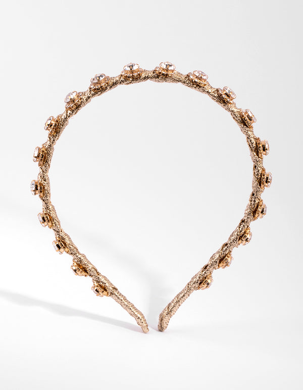Gold Thread Wrapped Diamante Headband