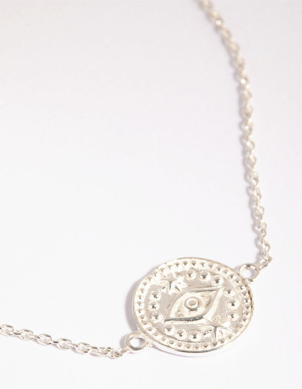 Sterling Silver Eye Stamp Coin Bracelet