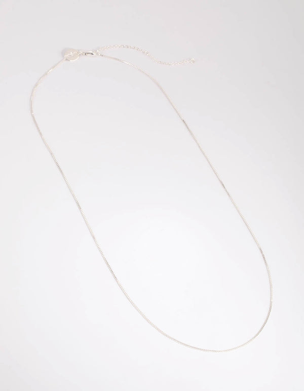 Silver Plated Long Box Chain Necklace