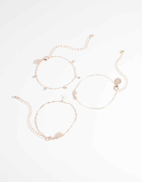 Rose Gold Butterfly Bracelet Set