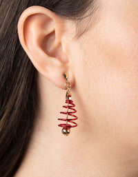 Festive Spiral Tree Clip-On Earrings - link has visual effect only