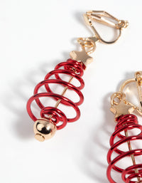 Festive Spiral Tree Clip-On Earrings - link has visual effect only