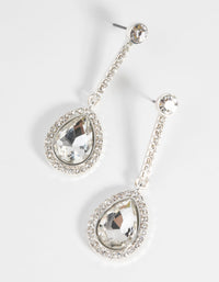Silver Teardrop Diamante Drop Earrings - link has visual effect only