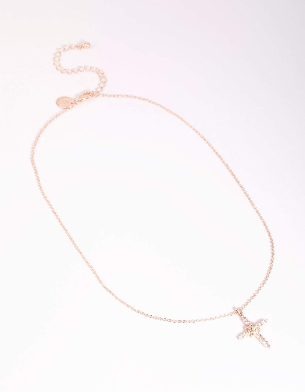 Rose Gold Cross & Diamante Necklace