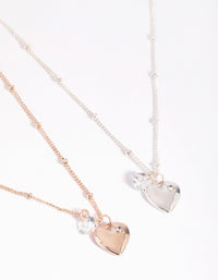Mixed Metal Heart Diamante Necklace - link has visual effect only