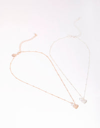 Mixed Metal Heart Diamante Necklace - link has visual effect only