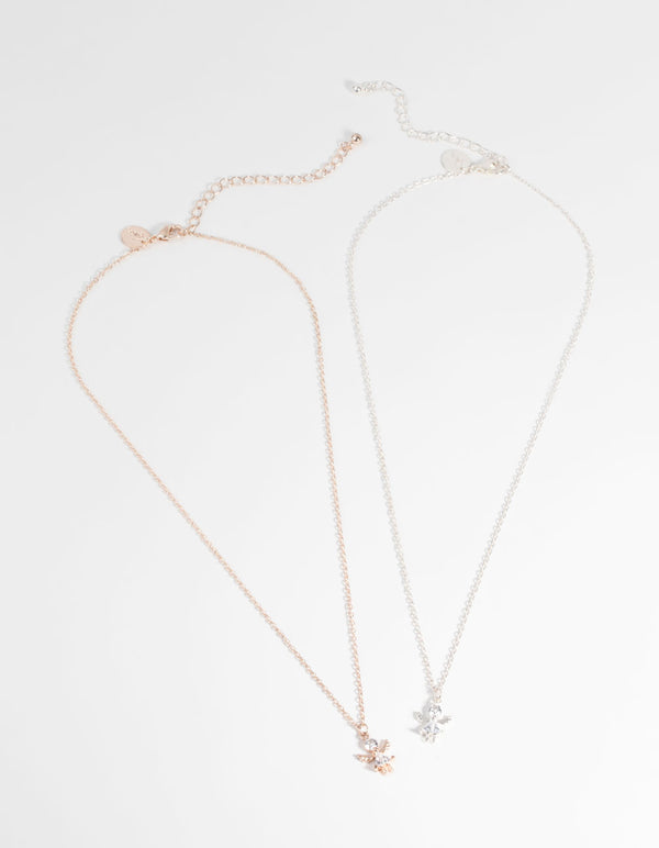 Mixed Metal Angelic Diamante Necklaces