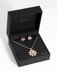 Rose Gold Daisy Necklace & Earring Set - link has visual effect only