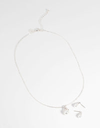 Silver Pearl Necklace & Earring Set - link has visual effect only