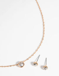 Gold Diamante Pendant Necklace & Earring Set - link has visual effect only
