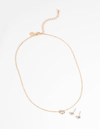 Gold Diamante Pendant Necklace & Earring Set - link has visual effect only