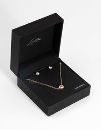 Gold Diamante Pendant Necklace & Earring Set - link has visual effect only