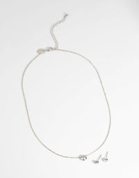 Silver Diamante Pendant Necklace & Earring Set - link has visual effect only