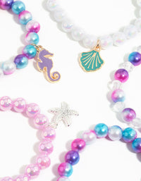 Kids Seaside Ombre Charm Stretch Bracelet 5-Pack - link has visual effect only