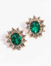 Green Flower Stud Earrings - link has visual effect only