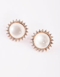 White Cat Eye Stud Earrings - link has visual effect only