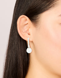 Silver Diamante & Pearl Drop Earrings - link has visual effect only