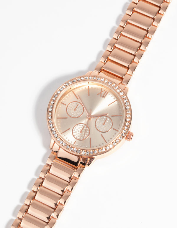 Rose Gold Diamante Chain Link Watch