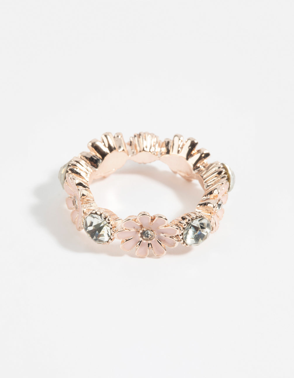 Rose Gold Flower & Diamante Ring