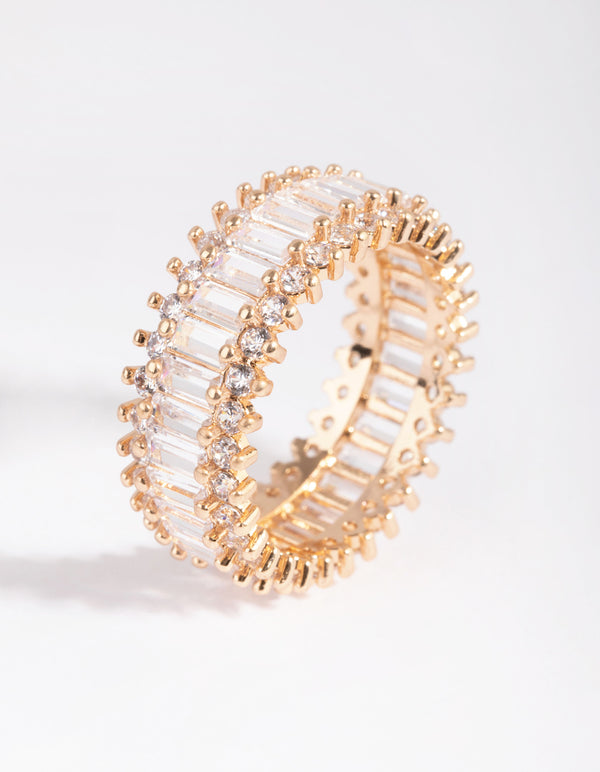 Gold Cubic Zirconia Baguette Ring