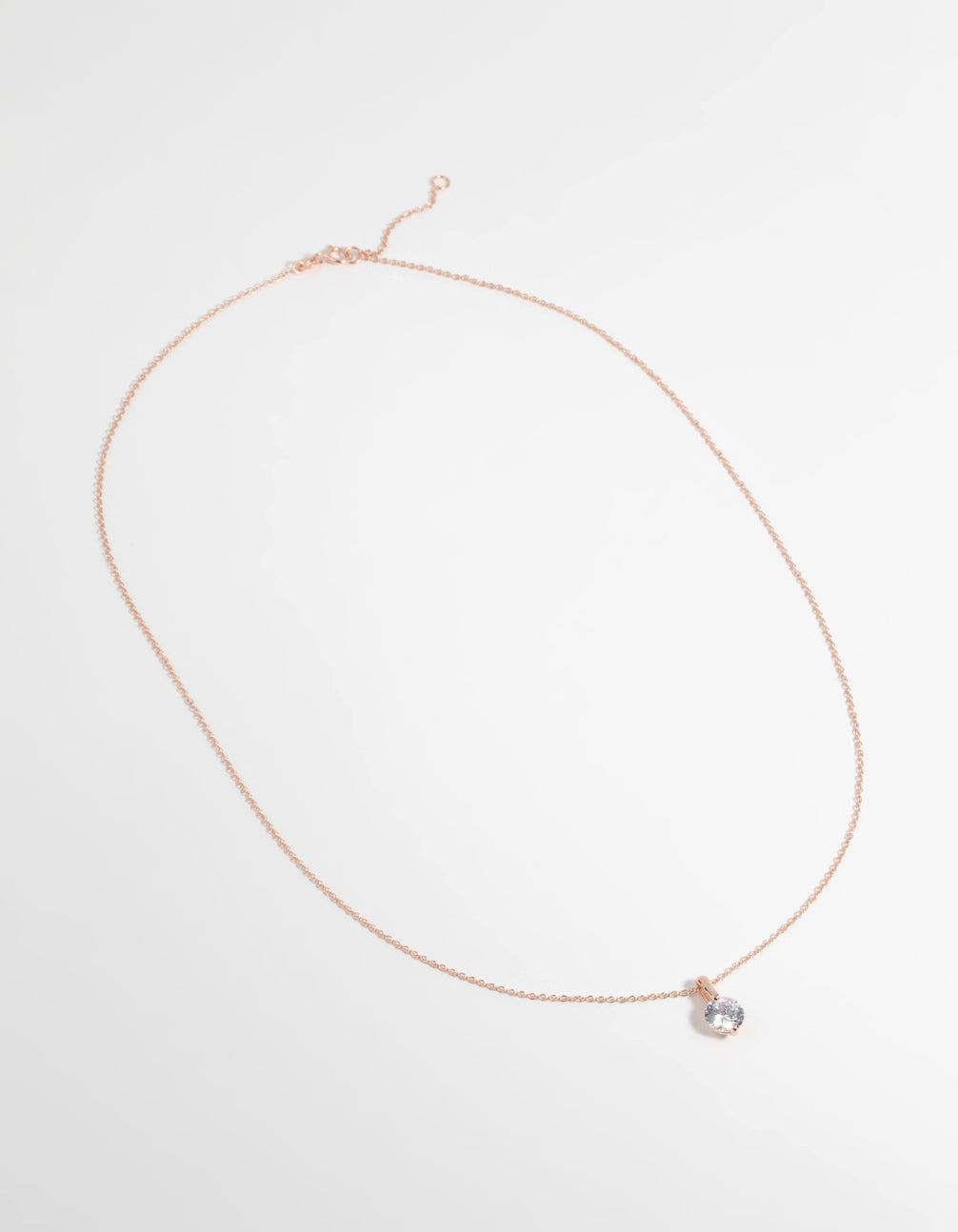 Rose Gold Plated Sterling Silver Cubic Zirconia Sleek Necklace