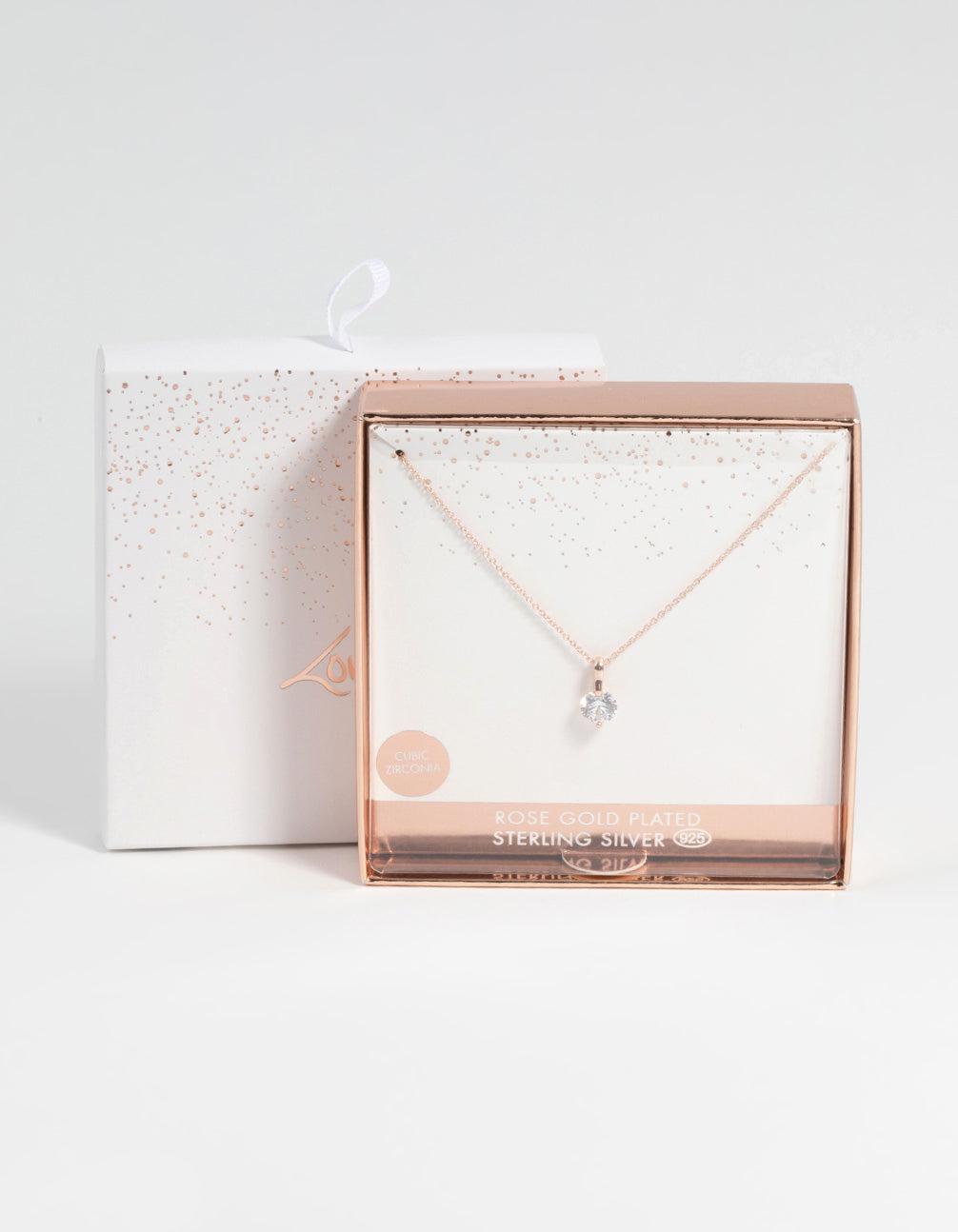 Rose Gold Plated Sterling Silver Cubic Zirconia Sleek Necklace