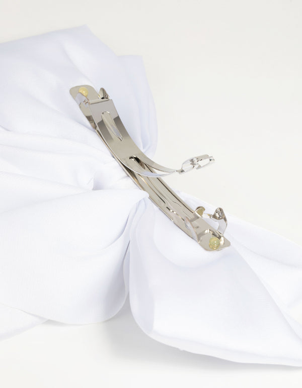 White Bow Clip