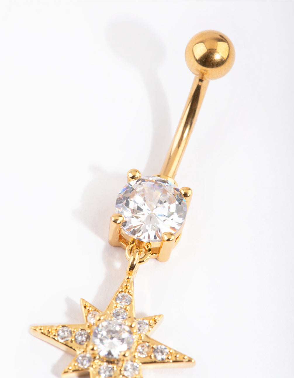 Gold Plated Titanium Star Belly Bar