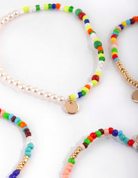 Colourful Bead & Pearl Bracelet 5-Pack - link has visual effect only