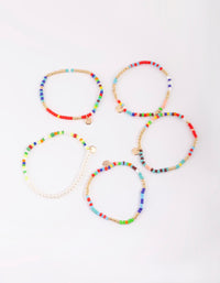 Colourful Bead & Pearl Bracelet 5-Pack - link has visual effect only