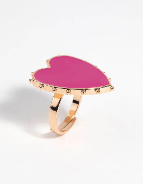 Hot Pink Statement Heart Ring