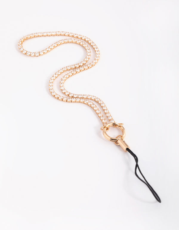 Gold Cubic Zirconia Phone Chain