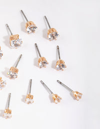 Gold Cubic Zirconia Classic Stud Earring 6-Pack - link has visual effect only