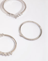 Silver Cubic Zirconia Statement Ring 5-Pack - link has visual effect only