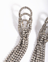 Gunmetal Diamante Tassel Drop Earrings - link has visual effect only